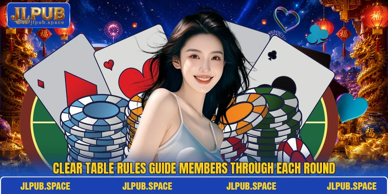 Clear table rules guide members through each round Clear table rules guide members through each round