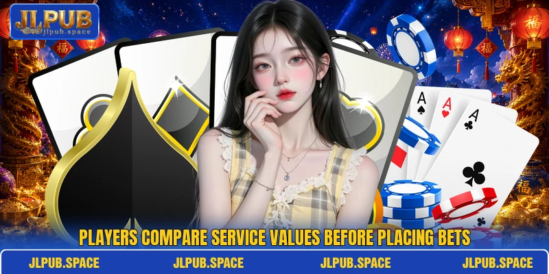 Players compare service values before placing bets